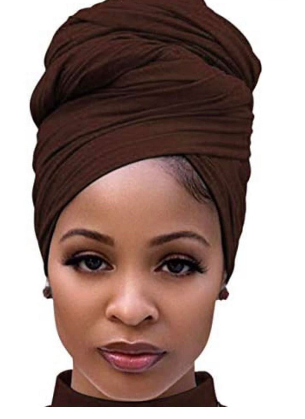 Brown Solid Stretchy Head Wrap